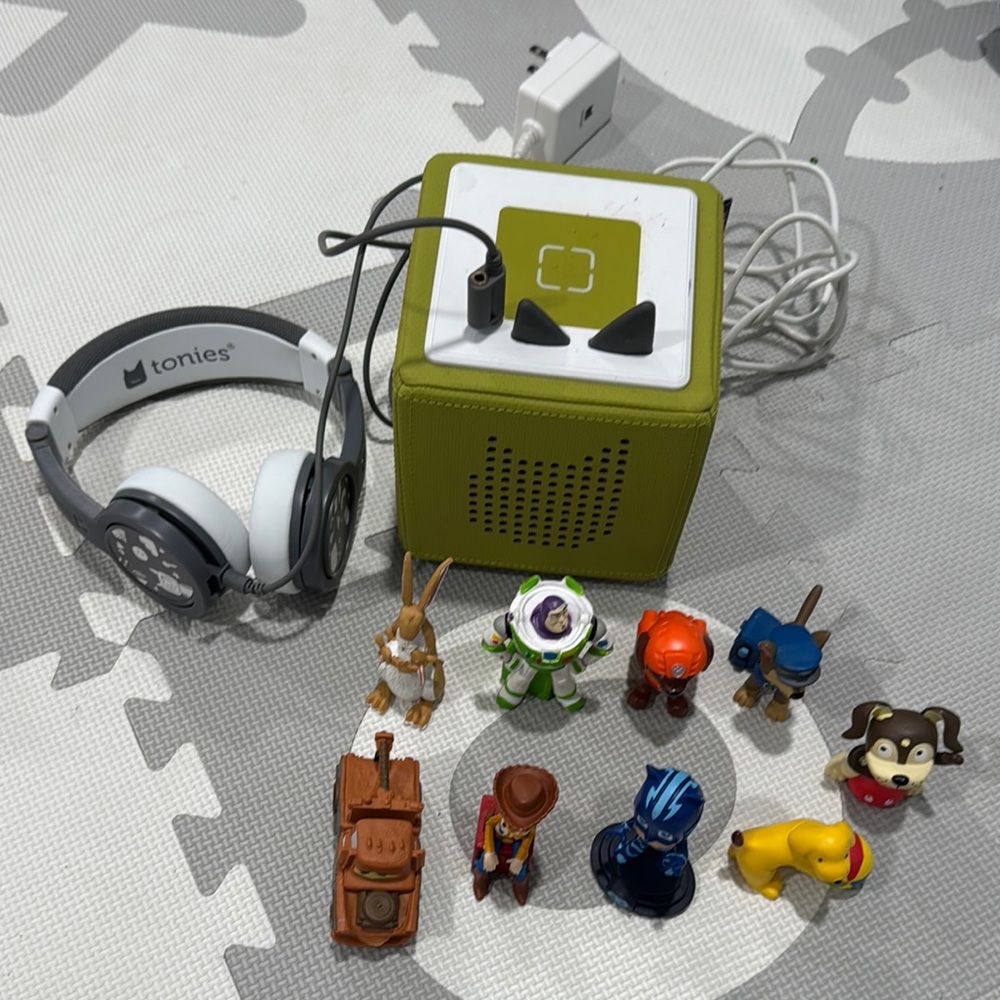 Green Tonies Box with Headphones and Figurines